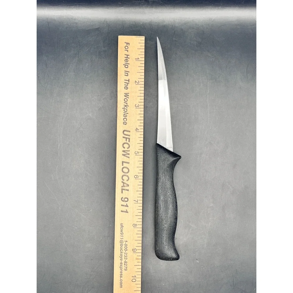 American‎ Angler Fillet Knife Surgical Stainless Steel Blade Black Handle 9.25
